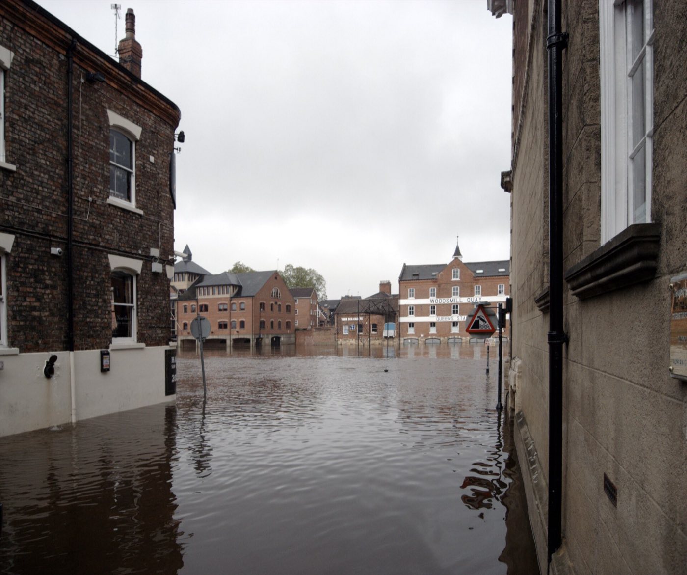 The River Ouse flooding Cumberland Street in central York